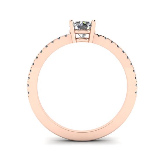 Anello con pavé di diamanti bianchi in oro rosa 18 carati,  Ingrandisci immagine 2