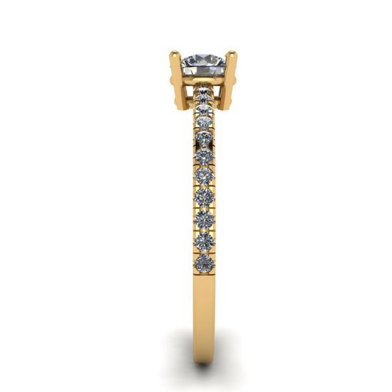 Anello con pavé di diamanti bianchi in oro giallo 18 carati, More Image 1