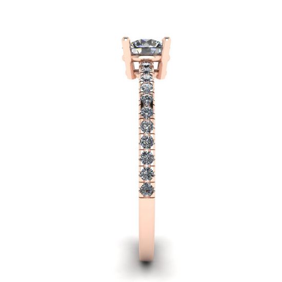 Anello con pavé di diamanti bianchi in oro rosa 18 carati,  Ingrandisci immagine 3