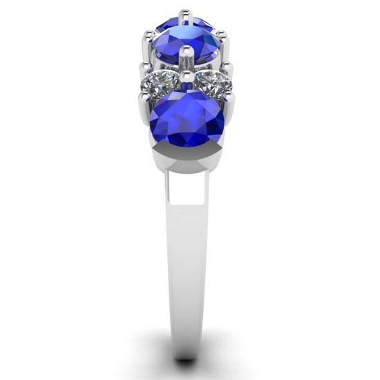 Anello ghirlanda contemporaneo con zaffiri e diamanti,  Ingrandisci immagine 3