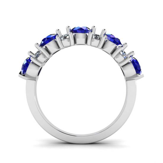 Anello ghirlanda contemporaneo con zaffiri e diamanti,  Ingrandisci immagine 4