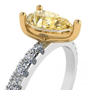 Diamante giallo a pera da 0,5 ct con anello a pavé laterale - Foto 1