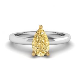 Anello solitario con diamante giallo a pera Anello solitario con diamante giallo a pera