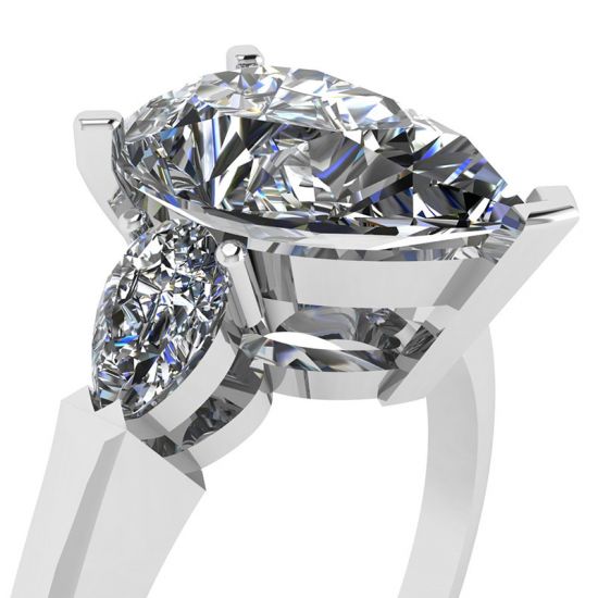 Anello con tre pietre di diamanti a pera, More Image 0