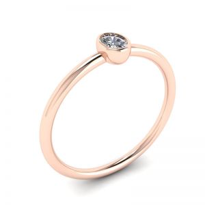 Anello piccolo con diamante ovale La Promesse in oro rosa - Foto 3