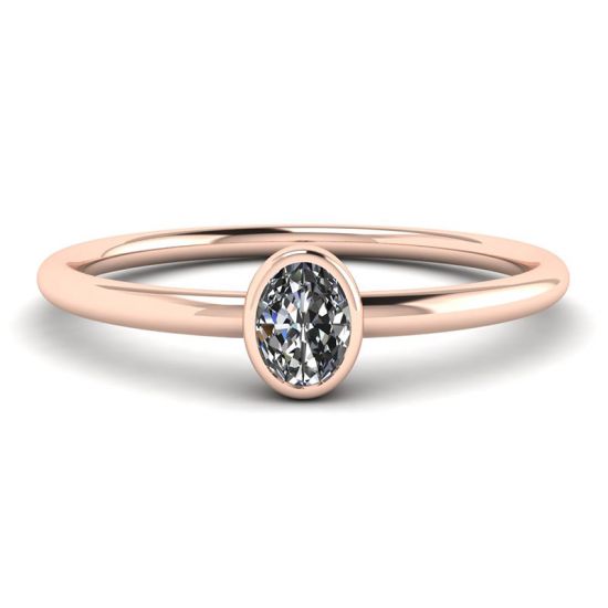 Anello piccolo con diamante ovale La Promesse in oro rosa, Ingrandisci immagine 1