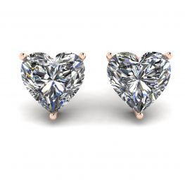 Orecchini a lobo con diamanti a forma di cuore in oro rosa