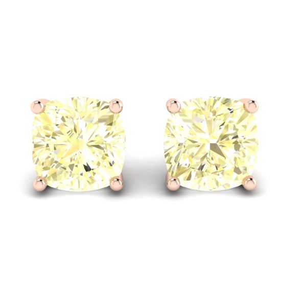 Orecchini a bottone con diamante giallo Cushion in oro rosa 18 carati, Immagine 1