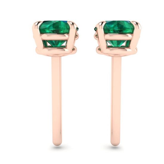 Classici orecchini a bottone con smeraldo in oro rosa,  Ingrandisci immagine 2