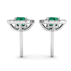 Orecchini a bottone color smeraldo con giacca Halo di diamanti staccabile - Foto 1