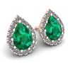 Smeraldo a forma di pera con orecchini Halo di diamanti in oro rosa, Immagine 2