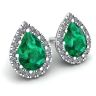 Smeraldo a forma di pera con orecchini Halo di diamanti, Immagine 2