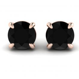 Orecchini a lobo con diamanti neri da 5 mm in oro rosa