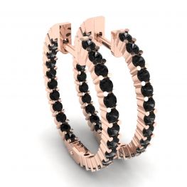 Orecchini a cerchio con diamanti neri in oro rosa