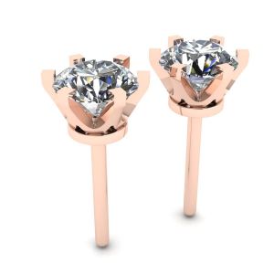 Classici orecchini a bottone con diamanti in oro rosa 18 carati - Foto 2