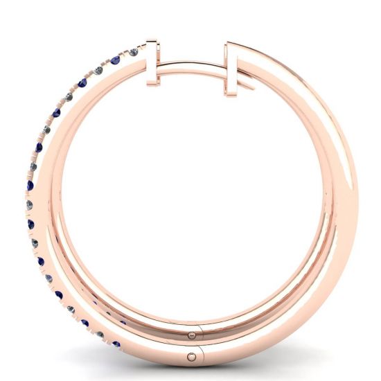 Orecchini a cerchio con zaffiri e diamanti in oro rosa, More Image 0