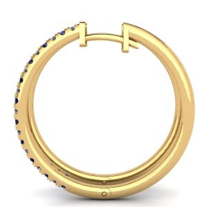 Orecchini a Cerchio con Zaffiri e Diamanti in Oro Giallo - Foto 1
