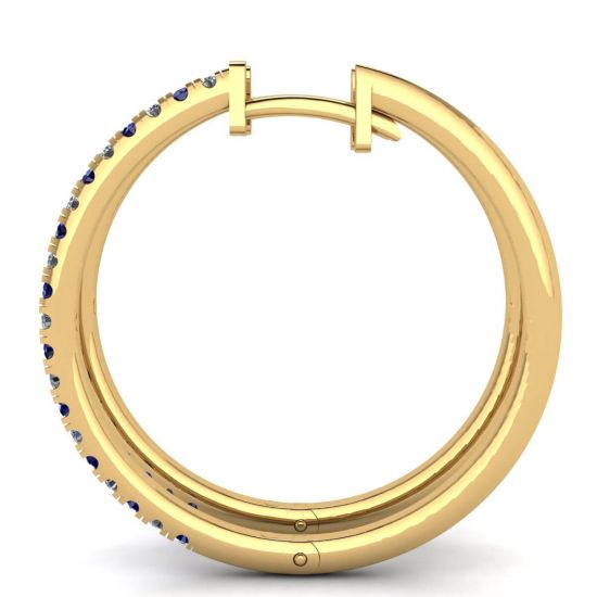 Orecchini a Cerchio con Zaffiri e Diamanti in Oro Giallo, More Image 0