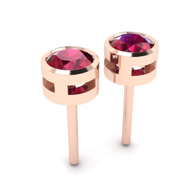 Orecchini Ruby Stud in oro rosa - Foto 2