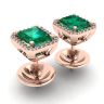 Orecchini a bottone con smeraldo da 2 carati e diamanti in oro rosa, Immagine 3