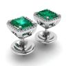 Orecchini a bottone con smeraldo da 2 carati e diamanti in oro bianco, Immagine 3