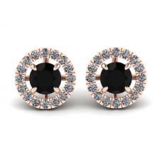 Borchie di diamanti neri da 5 mm con giacche Halo staccabili in oro rosa