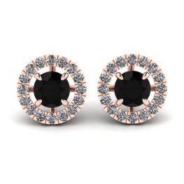 Borchie di diamanti neri da 5 mm con giacche Halo staccabili in oro rosa