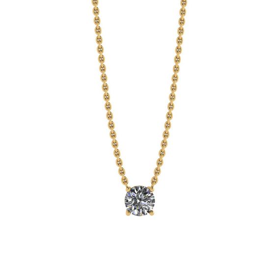 Classica collana con diamante solitario su catena sottile in oro giallo, Ingrandisci immagine 1