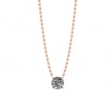 Classica collana con diamante solitario su catena sottile in oro rosa