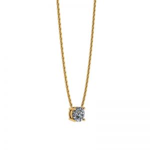 Classica collana con diamante solitario su catena sottile in oro giallo - Foto 1