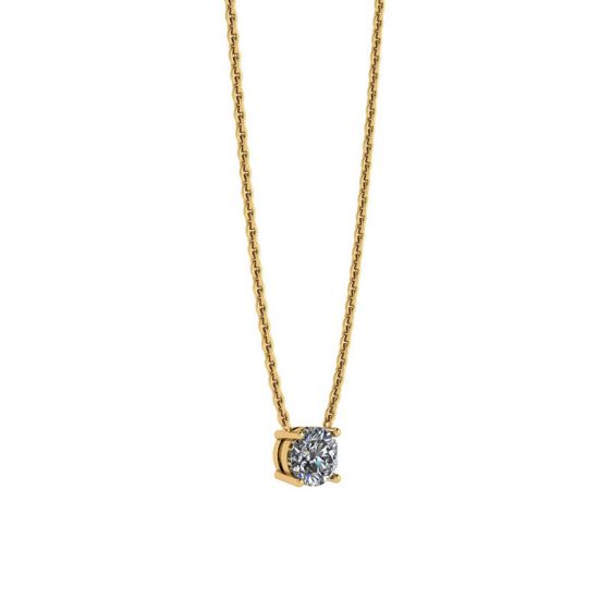 Classica collana con diamante solitario su catena sottile in oro giallo,  Ingrandisci immagine 2
