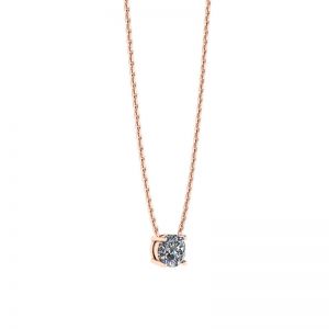 Classica collana con diamante solitario su catena sottile in oro rosa - Foto 1