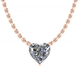 Collana Solitario Diamante Cuore su Catena Sottile Oro Rosa