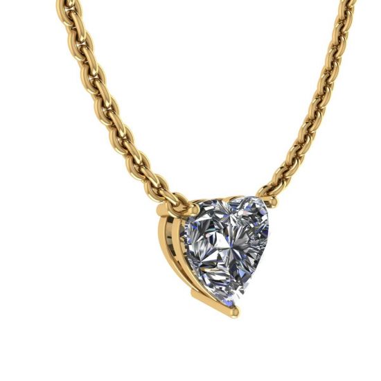 Collana Solitario Diamante Cuore su Catena Sottile Oro Giallo,  Ingrandisci immagine 2