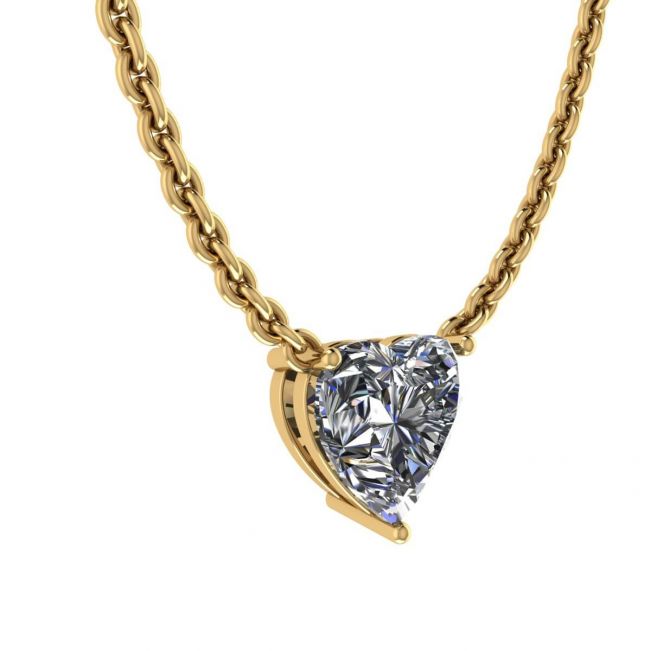 Collana Solitario Diamante Cuore su Catena Sottile Oro Giallo - Foto 1