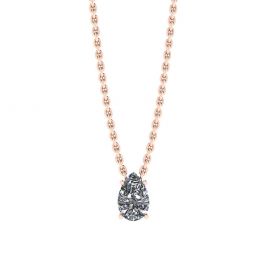 Collana con diamante solitario a pera su catena a rosa sottile