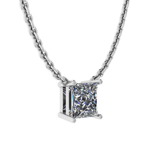 Collana Princess Diamond Solitaire su catena sottile in oro bianco,  Ingrandisci immagine 2