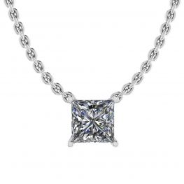 Collana Princess Diamond Solitaire su catena sottile in oro bianco