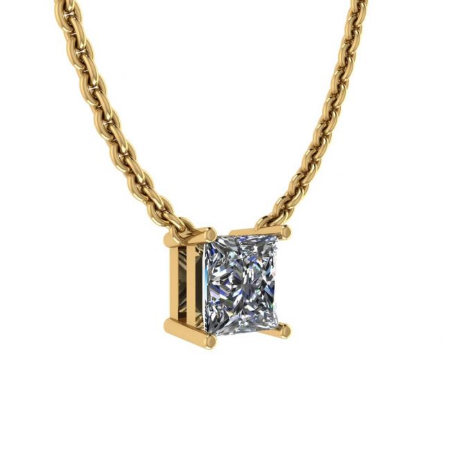 Collana Princess Diamond Solitaire su catena sottile in oro giallo - Foto 1