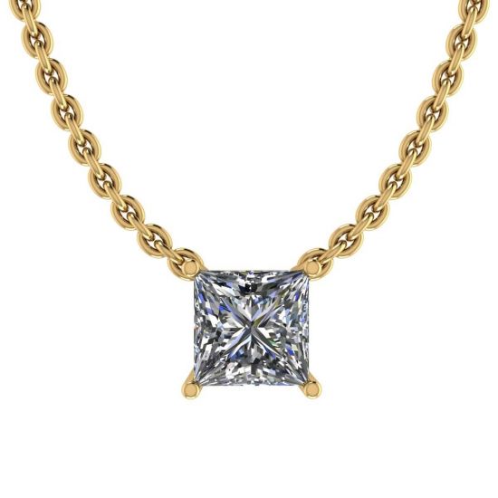 Collana Princess Diamond Solitaire su catena sottile in oro giallo