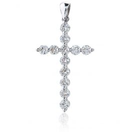 Collana Croce con 12 diamanti in Oro Bianco 18K