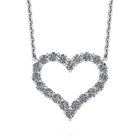 Collana cuore di diamanti in oro bianco 18 carati, Ingrandisci immagine 1