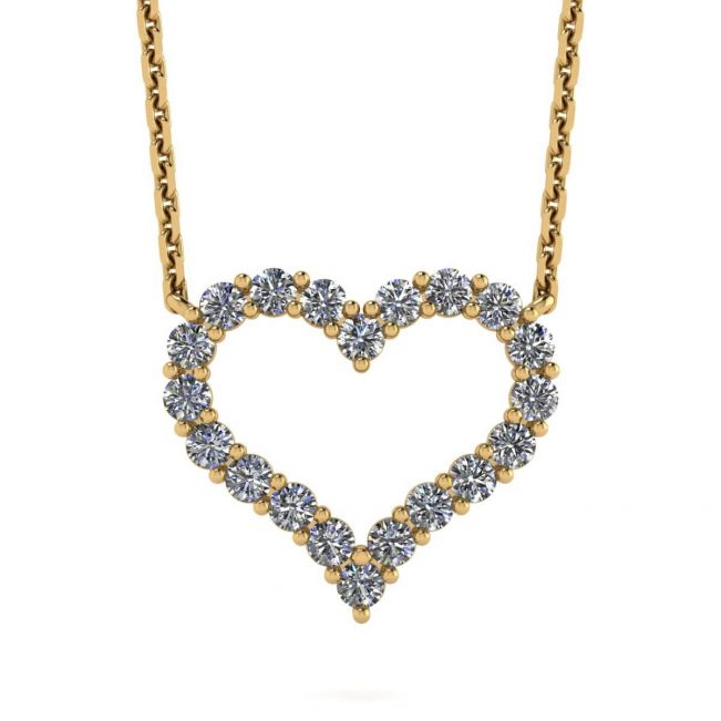 Collana cuore di diamanti in oro giallo 18 carati