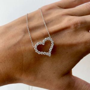 Collana cuore di diamanti in oro rosa 18 carati - Foto 1