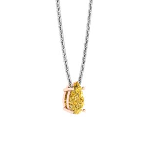 Collana a catena con diamanti gialli fantasia a forma di pera in oro rosa - Foto 1