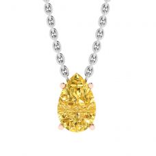Collana a catena con diamanti gialli fantasia a forma di pera in oro rosa