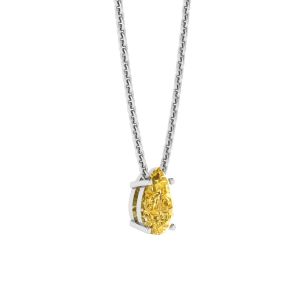 Collana a catena in oro bianco con diamanti gialli fantasia a forma di pera - Foto 1