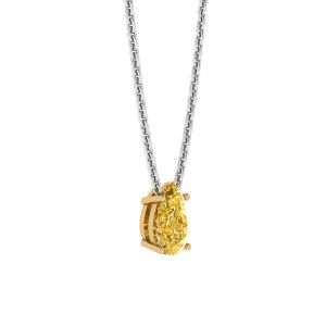 Collana a catena con diamanti gialli fantasia a forma di pera in oro giallo - Foto 1