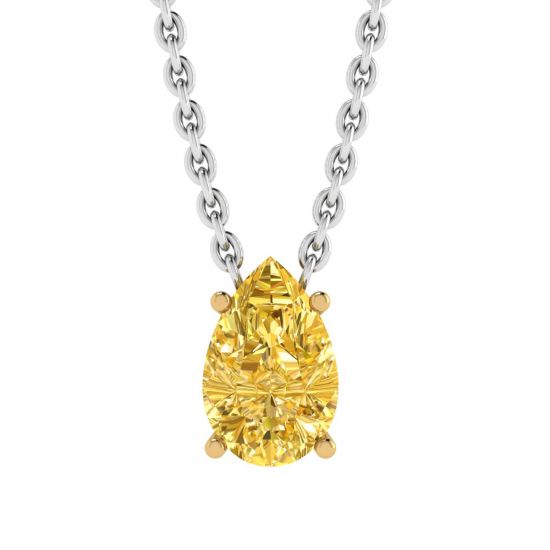 Collana a catena con diamanti gialli fantasia a forma di pera in oro giallo, Immagine 1