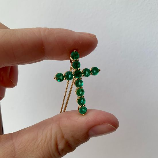 Ciondolo croce di smeraldi,  Ingrandisci immagine 6